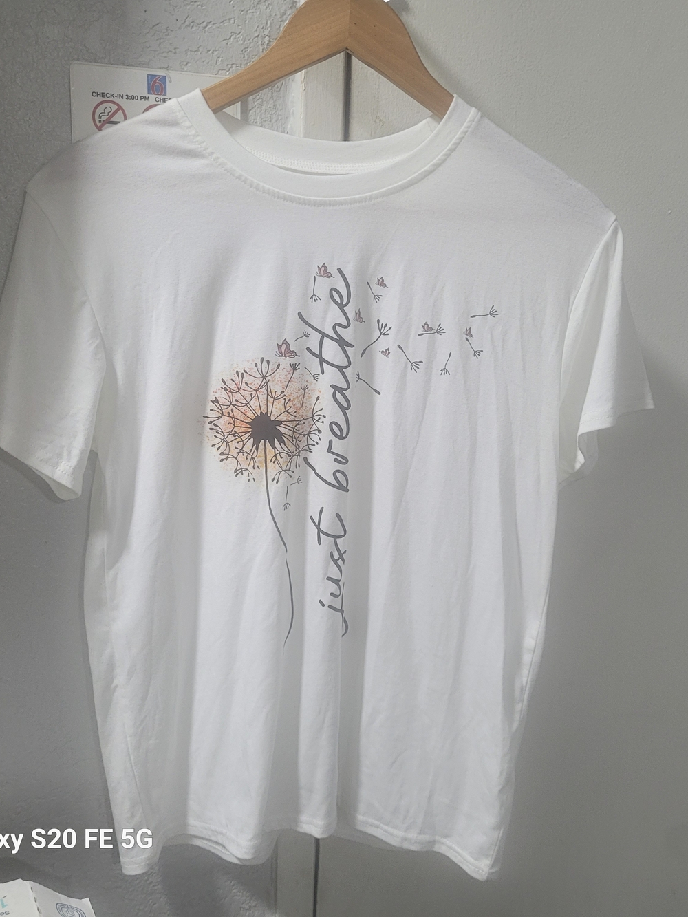 White 'Just Breathe' Graphic Tee